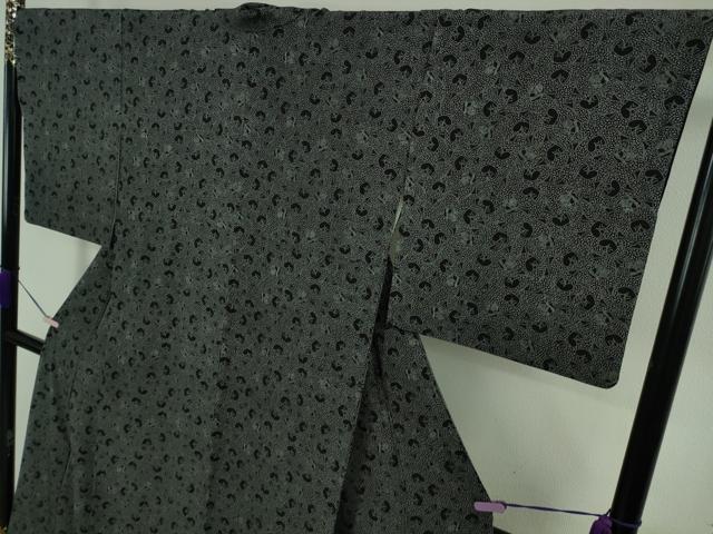 平和屋本店●極上　人間国宝 小宮康孝　江戸小紋　道明寺　般若　烏帽子　中啓　黒地　逸品　DZAB5440kh6