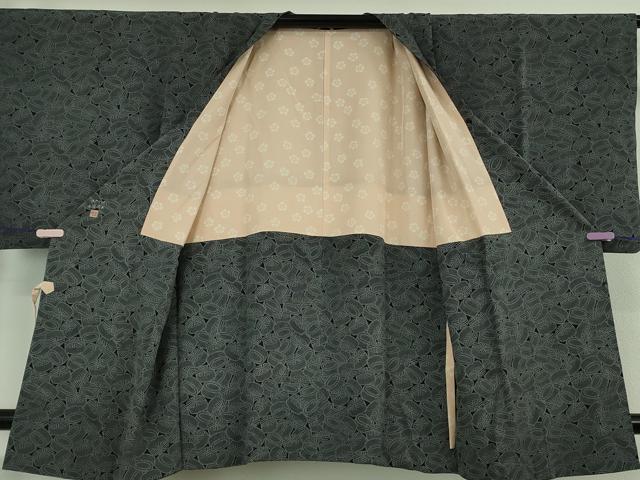 平和屋着物∞極上　人間国宝 小宮康孝　道行コート　石臼　黒地　逸品　DZAB5441kh6