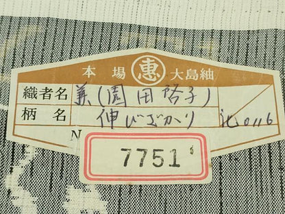 平和屋本店●極上　本場大島紬 白恵泥 恵大島織物 二代目・恵美知雄謹製 本場大島紬 白大島 7マルキ　証紙付き　逸品　未使用　DZAB5444kh6