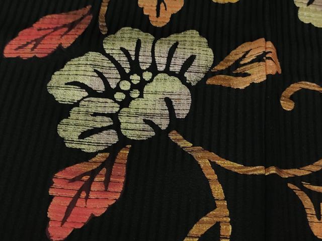 平和屋着物●極上　訪問着　花唐草文　黒地　金彩　逸品　DZAB5448kh6
