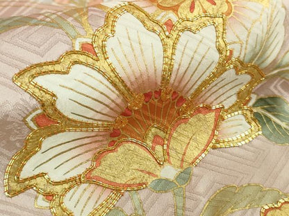 平和屋本店●極上　振袖・長襦袢(無双仕立て)セット　駒刺繍　更紗花文　金彩　逸品　DZAB5451kh6