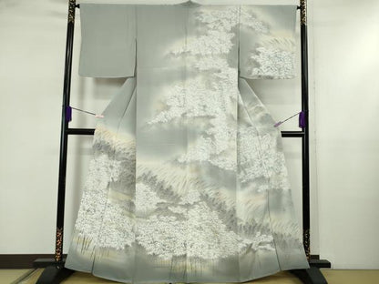 平和屋着物●極上　訪問着　作家物　白山丈山　手描き　笹竹　竹林　暈し染め　金彩　逸品　未使用　DZAB5452kh6