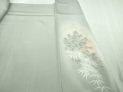 平和屋着物●極上　訪問着　作家物　白山丈山　手描き　笹竹　竹林　暈し染め　金彩　逸品　未使用　DZAB5452kh6