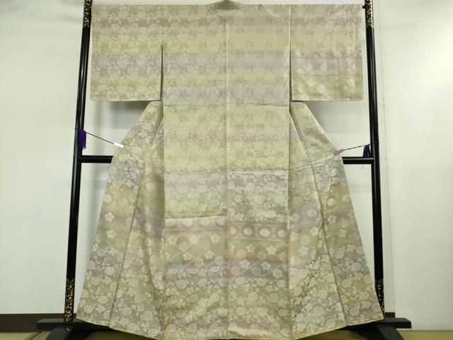 平和屋本店●極上　訪問着　お召地　花唐草横段文　逸品　未使用　DZAB5454kh6