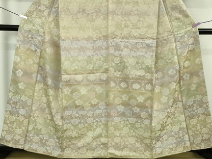 平和屋本店●極上　訪問着　お召地　花唐草横段文　逸品　未使用　DZAB5454kh6