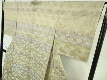 平和屋本店●極上　訪問着　お召地　花唐草横段文　逸品　未使用　DZAB5454kh6