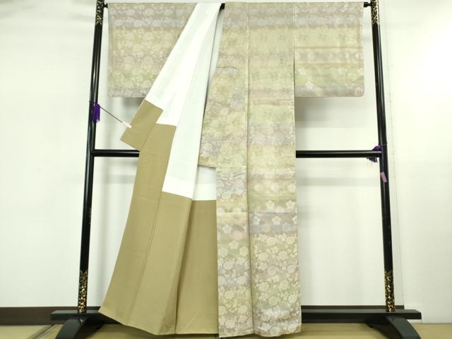 平和屋本店●極上　訪問着　お召地　花唐草横段文　逸品　未使用　DZAB5454kh6