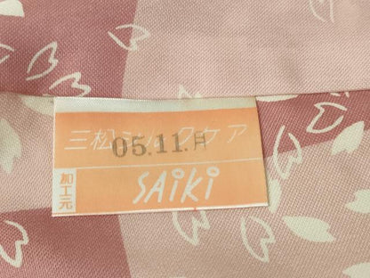 平和屋着物●極上　小紋　舞桜　横段紋紗　砥粉色地　逸品　DZAB5455kh6