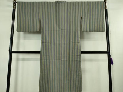 平和屋本店∞極上　本場黄八丈　市松綾織　紬　道行コート　ロング丈　縞　逸品　DZAB5457kh6