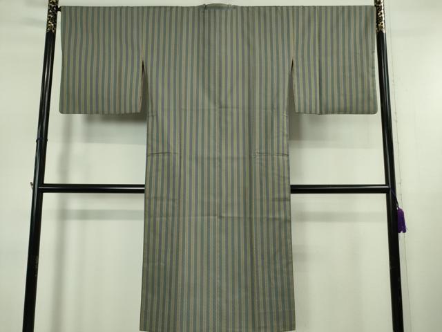 平和屋本店∞極上　本場黄八丈　市松綾織　紬　道行コート　ロング丈　縞　逸品　DZAB5457kh6