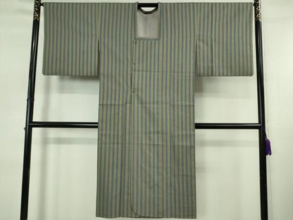 平和屋本店∞極上　本場黄八丈　市松綾織　紬　道行コート　ロング丈　縞　逸品　DZAB5457kh6
