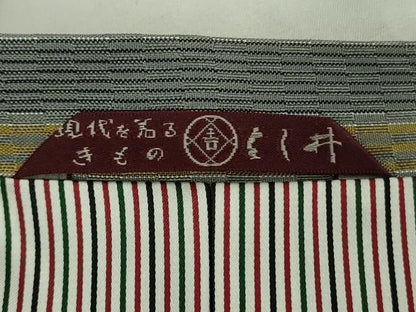 平和屋本店∞極上　本場黄八丈　市松綾織　紬　道行コート　ロング丈　縞　逸品　DZAB5457kh6