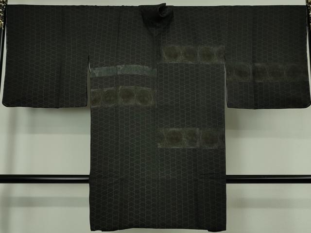 平和屋着物∞極上　道中着　袷　ロング丈　紋紗　双獣丸文　黒地　逸品　未使用　DZAB5459kh6