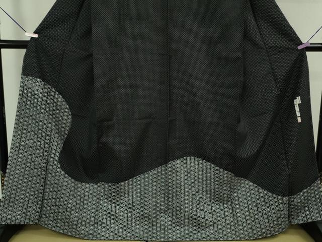 平和屋本店●極上　二代目 川村久太郎　石川県指定無形文化財　牛首紬　白山工房　手織り　麻の葉　黒地　逸品　未使用　DZAB5463kh6