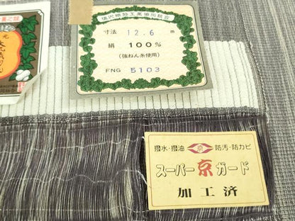 平和屋本店▽極上　本塩沢　単衣　間道　証紙付き　逸品　未使用　DZAB5464kh6
