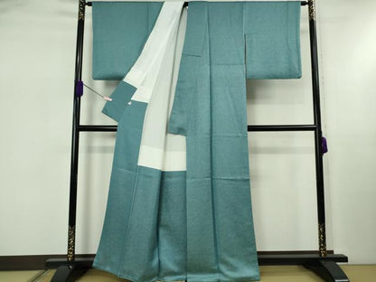 平和屋着物●極上　久保田一竹　幻の辻が花　色無地　草花地紋　浅葱色　金通し地　逸品　DZAB5467kh6