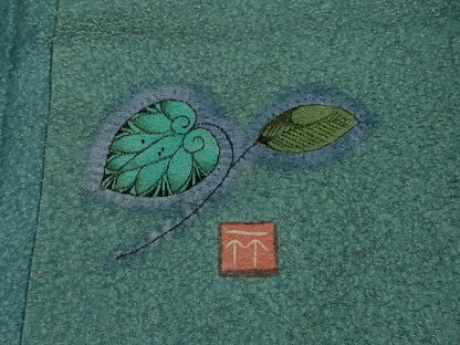 平和屋着物●極上　久保田一竹　幻の辻が花　色無地　草花地紋　浅葱色　金通し地　逸品　DZAB5467kh6