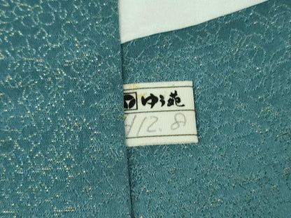 平和屋着物●極上　久保田一竹　幻の辻が花　色無地　草花地紋　浅葱色　金通し地　逸品　DZAB5467kh6