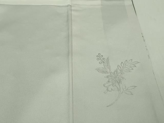 平和屋本店●極上　訪問着　ラインストーン　草花文　暈し染め　白花色地　金銀彩　逸品　未使用　DZAB5468kh6