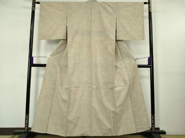 平和屋本店●極上　綿薩摩　東郷織物謹製　手織　160亀甲　雲重ね　灰白色地　逸品　未使用　DZAB5469kh6