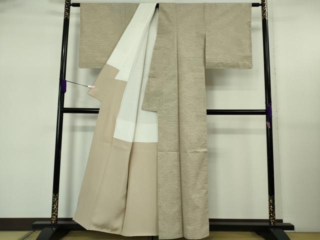 平和屋本店●極上　綿薩摩　東郷織物謹製　手織　160亀甲　雲重ね　灰白色地　逸品　未使用　DZAB5469kh6