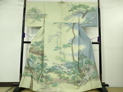 平和屋本店●極上　訪問着　手描き　風景文　暈し染め　反端付き　逸品　DZAB5471kh6
