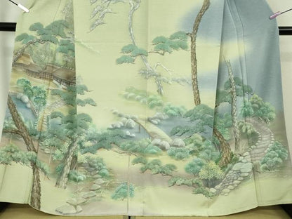 平和屋本店●極上　訪問着　手描き　風景文　暈し染め　反端付き　逸品　DZAB5471kh6