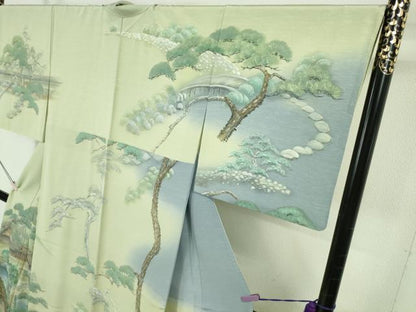 平和屋本店●極上　訪問着　手描き　風景文　暈し染め　反端付き　逸品　DZAB5471kh6
