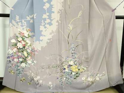 平和屋本店●極上　訪問着　友禅　作家物　草花文　逸品　未使用　DZAB5473kh6
