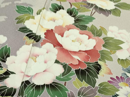平和屋本店●極上　訪問着　友禅　作家物　草花文　逸品　未使用　DZAB5473kh6