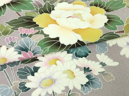平和屋本店●極上　訪問着　友禅　作家物　草花文　逸品　未使用　DZAB5473kh6
