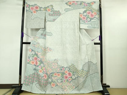 平和屋本店●極上　名門　藤娘きぬたや・総絞り　訪問着　霞花文　逸品　DZAB5475kh6