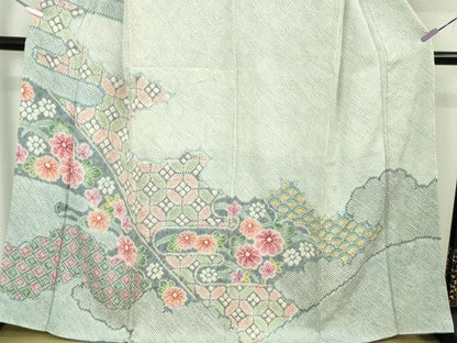 平和屋本店●極上　名門　藤娘きぬたや・総絞り　訪問着　霞花文　逸品　DZAB5475kh6