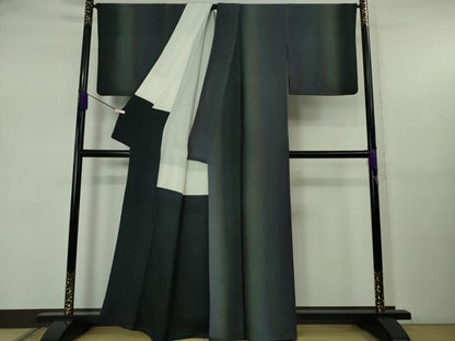 平和屋着物●極上　ファッションデザイナー　コシノアヤコ 　小紋　お召地　草花地紋　間道　暈し染め　逸品　DZAB5477kh6