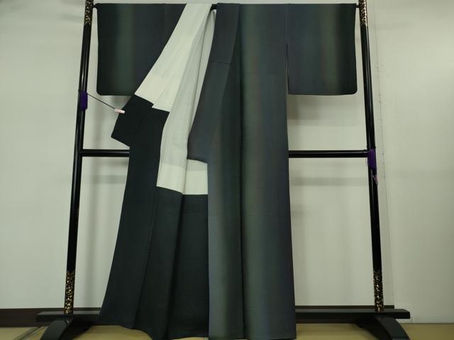 平和屋着物●極上　ファッションデザイナー　コシノアヤコ 　小紋　お召地　草花地紋　間道　暈し染め　逸品　DZAB5477kh6
