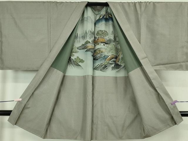 平和屋本店●極上　男性　本場大島紬　アンサンブル　キングサイズ　黒橡色×潤色　逸品　未使用　DZAB5479kh6