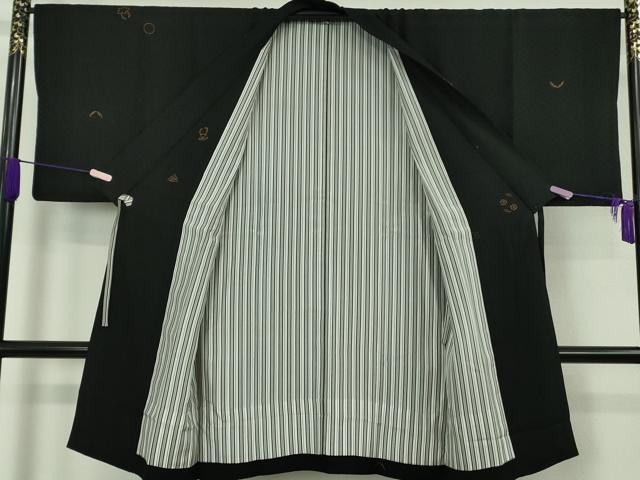 平和屋着物∞極上　道中着　ロング丈　舞花文　黒地　逸品　DZAB5480kh6 平和屋着物∞極上 道中着 ロング丈 舞花文 黒地 逸品 DZAB5480kh6