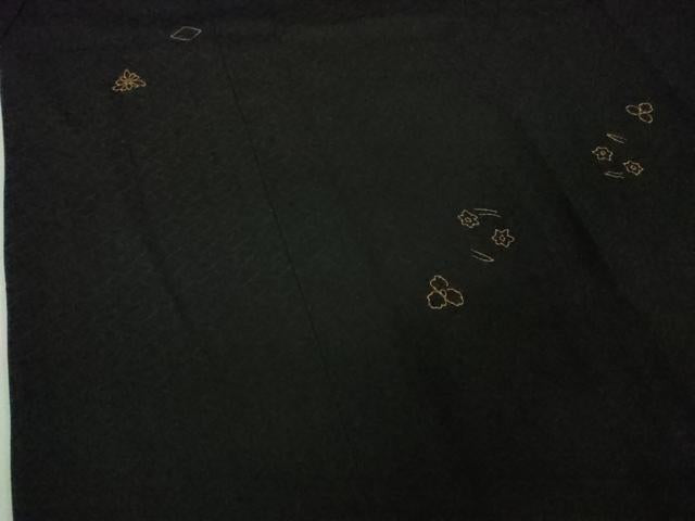 平和屋着物∞極上 道中着 ロング丈 舞花文 黒地 逸品 DZAB5480kh6