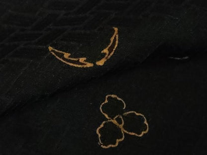平和屋着物∞極上　道中着　ロング丈　舞花文　黒地　逸品　DZAB5480kh6