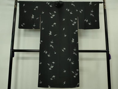 平和屋着物∞極上　道中着　ロング丈　番傘　黒地　逸品　DZAB5481kh6