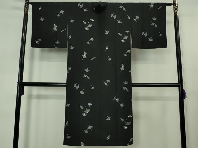 平和屋着物∞極上　道中着　ロング丈　番傘　黒地　逸品　DZAB5481kh6