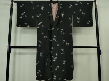 平和屋着物∞極上　道中着　ロング丈　番傘　黒地　逸品　DZAB5481kh6