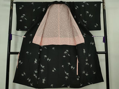平和屋着物∞極上　道中着　ロング丈　番傘　黒地　逸品　DZAB5481kh6