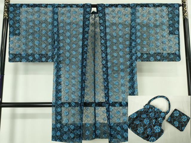 平和屋本店∞極上　オーガンジー　長羽織・和装バッグセット　スリーシーズン　春夏秋　塵除け　逸品　DZAB5486kh6