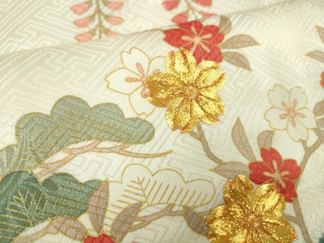 平和屋本店●極上　十日町 名門青柳謹製　振袖　駒刺繍　吉祥花文　金彩　逸品　DZAB5487kh6