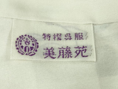 平和屋着物●極上　京の名門　友禅　染の北川　小紋　草花文　源氏鼠色地　金彩　鬼しぼ縮緬　反端付き　逸品　DZAB5488kh6
