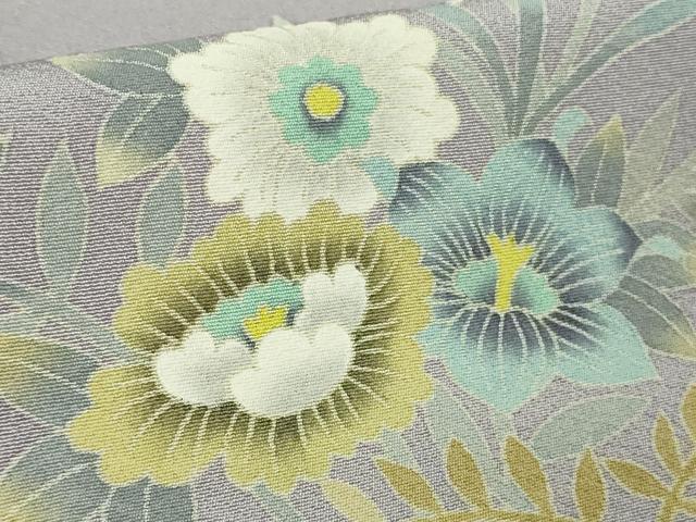 平和屋本店●極上　本加賀友禅作家　奥原一就　訪問着　草花文　半色地　ロング丈　逸品　DZAB5490kh6