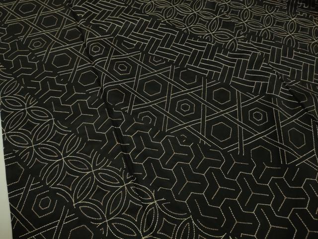 平和屋本店●極上　本場大島紬　訪問着　刺し子　総刺繍　名物裂　黒地　まるやま扱い　逸品　DZAB5492kh6