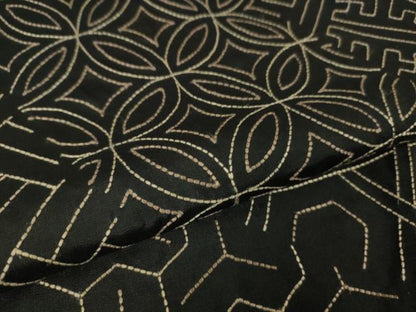 平和屋本店●極上　本場大島紬　訪問着　刺し子　総刺繍　名物裂　黒地　まるやま扱い　逸品　DZAB5492kh6