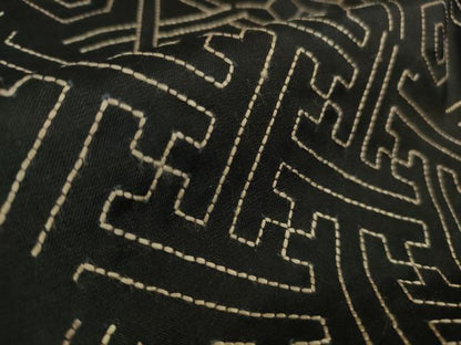 平和屋本店●極上　本場大島紬　訪問着　刺し子　総刺繍　名物裂　黒地　まるやま扱い　逸品　DZAB5492kh6